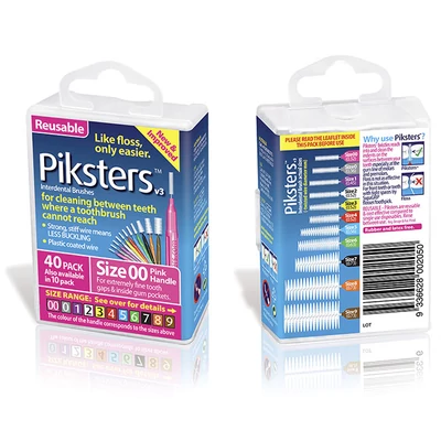 Piksters Interdental Brushes, 40 pack, 00 size